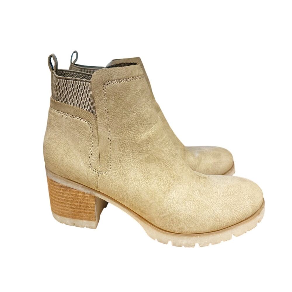KORKS Women’s Elsie Boot Natural Nubuck Chunky Heel Bootie 10M